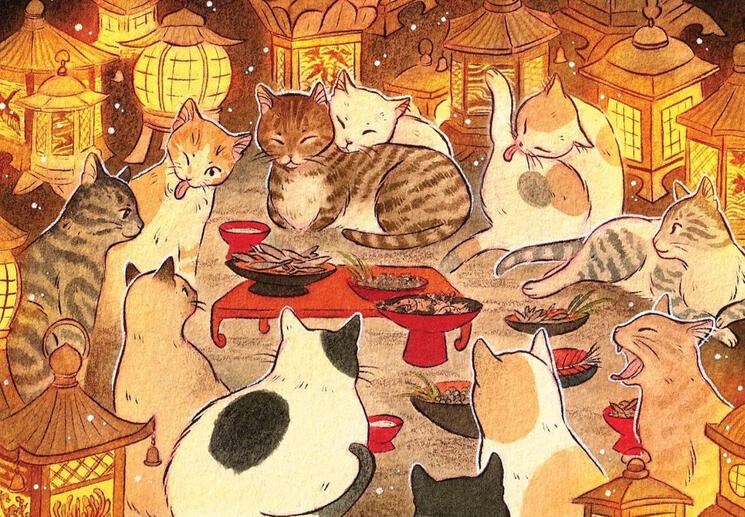 The Midnight Gathering, acrylic inks, 2022